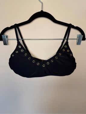Xhilaration Black Bikini Top with Gold Eyelets
